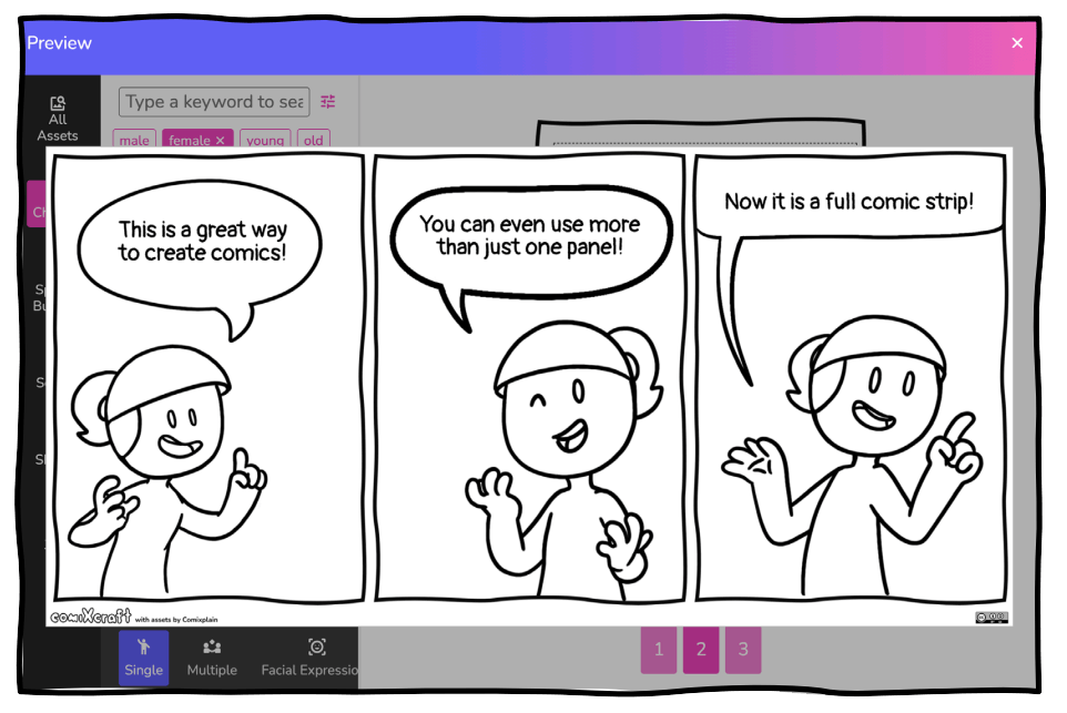 Preview of an example comic strip
