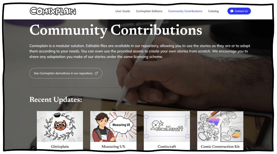 Screenshot of community contributions