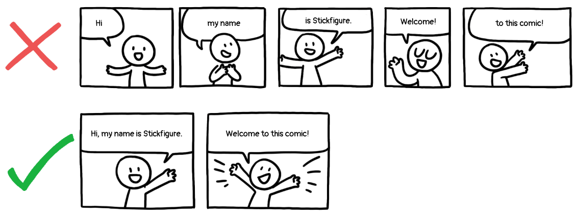 Example of splitting text in speech bubbles