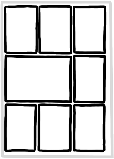 Double page with overlapping stories