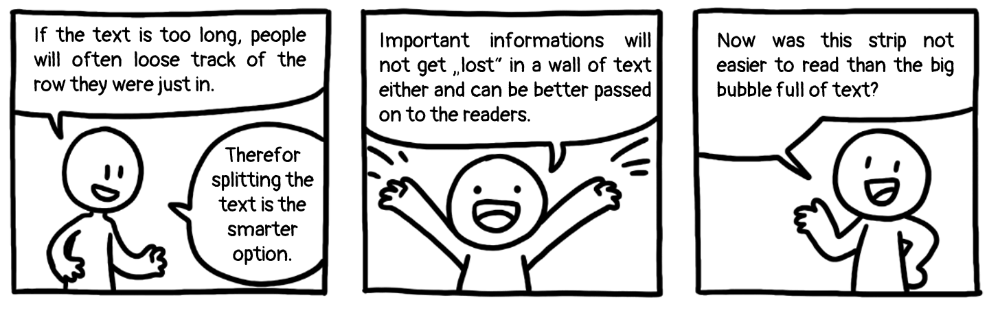 Example of splitting text in speech bubbles