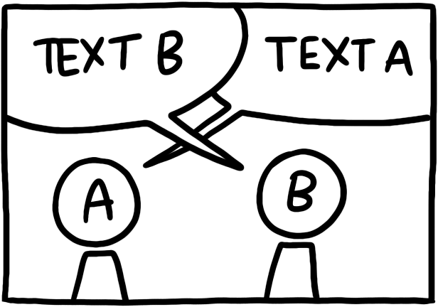 Overcrossing speech bubbles