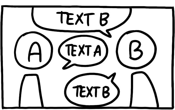 Example of arrangement for speech bubbles