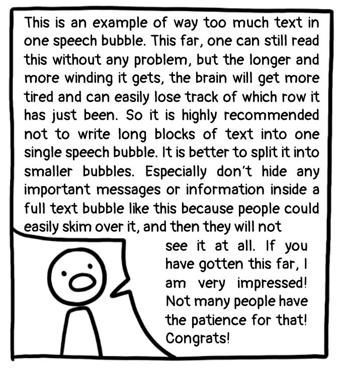 Example of too much text in one speech bubble